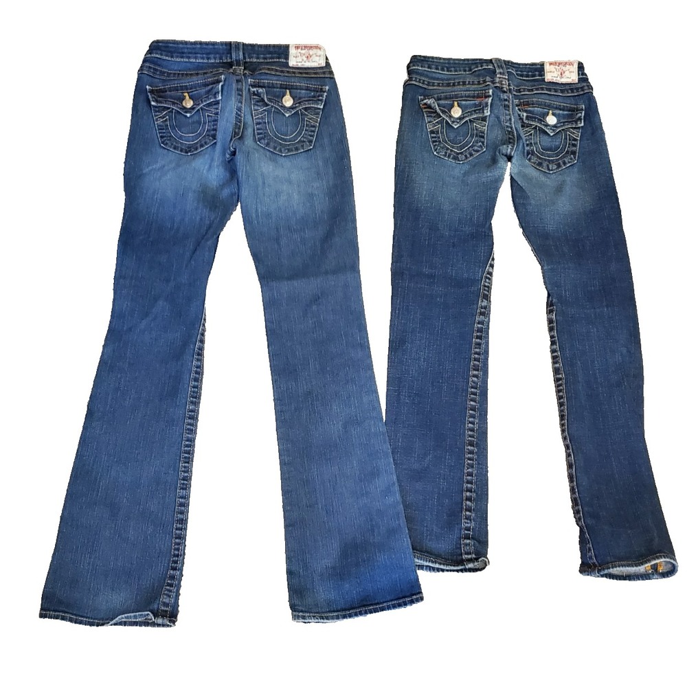 True Religion Straight Leg Denim Blue Jeans Size 26 Inseam 30/31 Lot of 2 - Picture 2 of 8